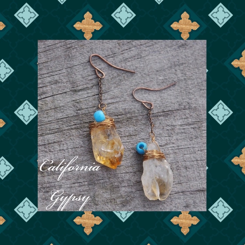 Raw chakra Hippie boho bead festival earrings✨ - Picture 1 of 4